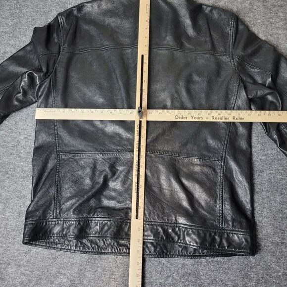 John Varvatos USA Stars Men's Jacket Size L  Black Sheep Skin Washed Leather - Picture 10 of 15